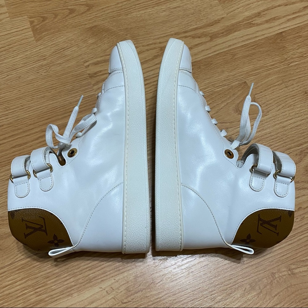RARE Louis Vuitton Calfskin Reverse Monogram Boombox High top Sneakers White - Picture 7 of 10